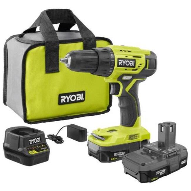 18-Volt ONE+ Lithium-Ion Cordless 1/2 in. Drill/Driver Kit with (2) 1.5 Ah Batteries, Charger, and Bag