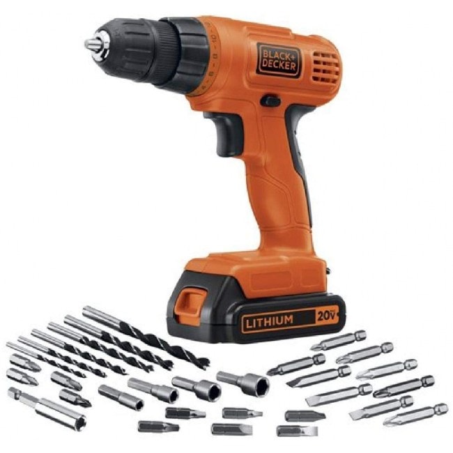 BLACK+DECKER 20V Max Cordless Drill / Driver with 30-Piece Accessories (LD120VA)