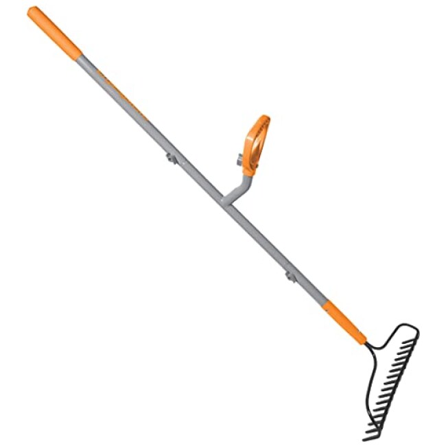 ERGIESHOVEL ERG-BWRK16 16-Tine Strain Reducing 54-Inch Steel Shaft Bow Rake, Gray/Orange