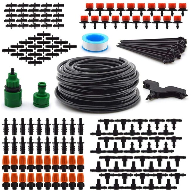 Flantor Garden Irrigation System, 1/4" Blank Distribution Tubing Watering Drip Kit/DIY Saving Water Automatic Irrigation Equipment Set for Garden