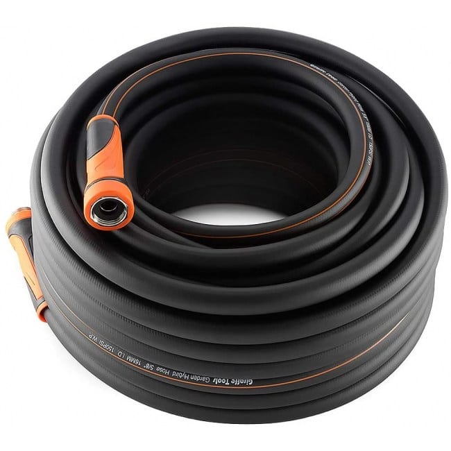 Giraffe Hybrid Garden Hose 5/8" x 100ft, Heavy Duty, Flexible, Lightweight Water Hose with Grip Handle, Male to Female Fittings