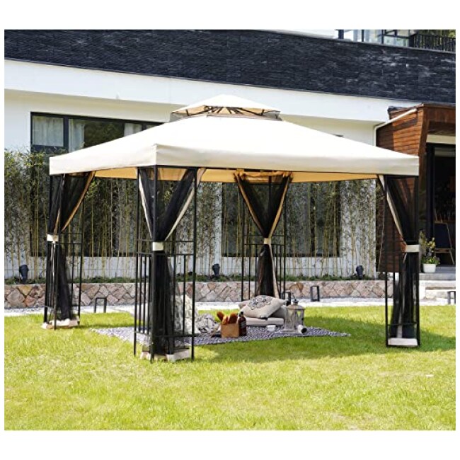 Grand patio 10x10 Feet Outdoor Gazebo Patio Economical Pergolas for Shade Outdoor Tents with Netting for Backyard, Garden, Pool-Side