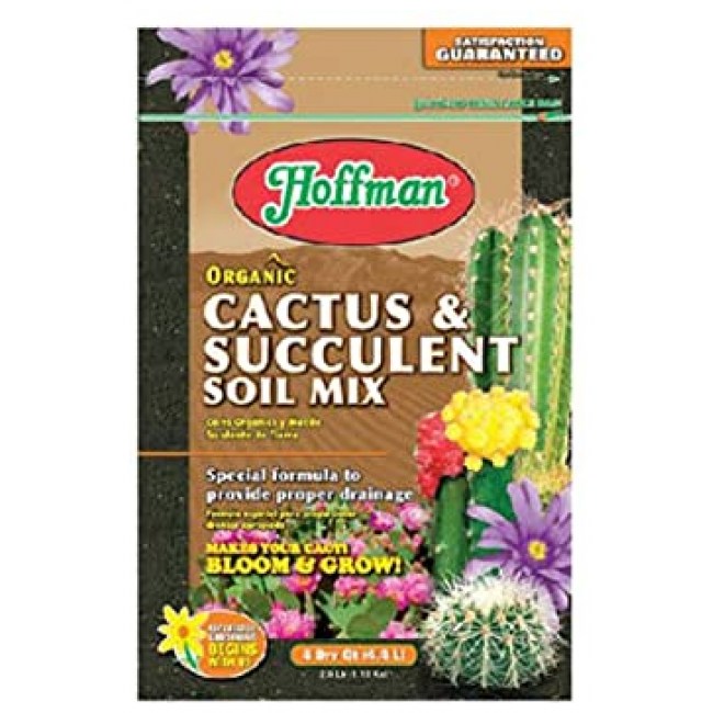 Hoffman 10404 Organic Cactus and Succulent Soil Mix, 4 Quarts, Brown