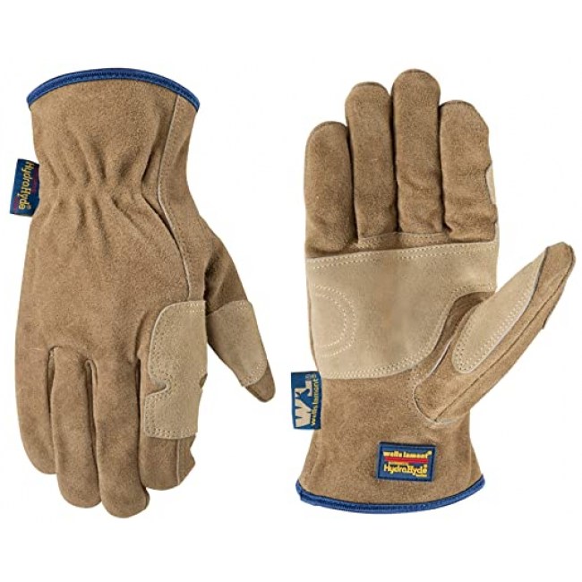 Men's Heavy Duty Genuine Leather Work Gloves, Water-Resistant HydraHyde, Large (Wells Lamont 1019)