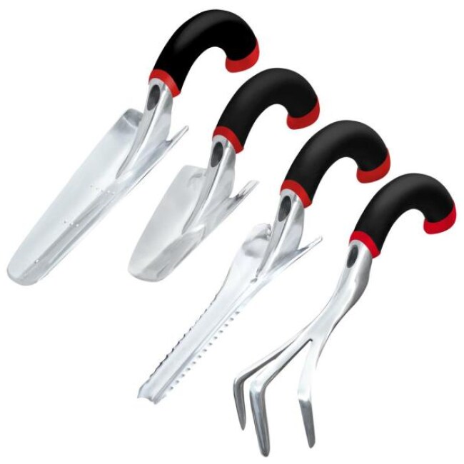 Natural Radius Grip Ergonomic Garden Hand Tool Set in Red (4-Pieces)