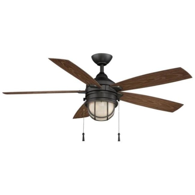 Seaport 52 in. LED Indoor/Outdoor Natural Iron Ceiling Fan with Light Kit