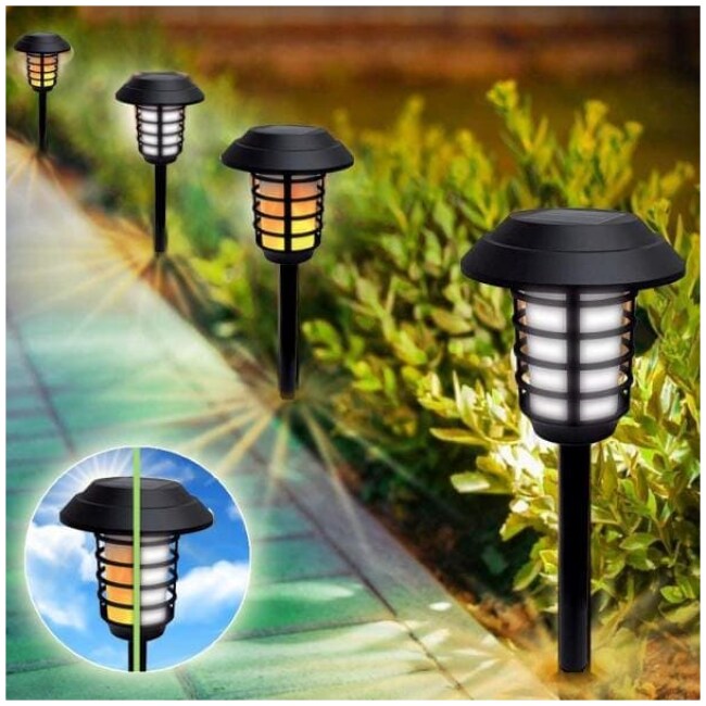 Solar Powered Black 2 Modes 21 Lumens LED Pathway Landscape Lighting Path Lights (Set of 8)