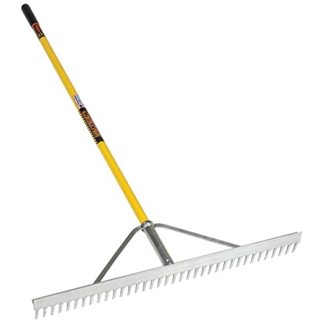 Structron 12102 (LR36) 36" Head Landscape Rake, 66" Yellow Fiberglass Handle, Cushion Grip