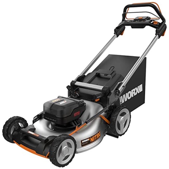 Worx Nitro WG753 40V Power Share Cordless 21" Self-Propelled Lawn Mower, Rear Wheel Drive, 2X 5.0Ah Batteries