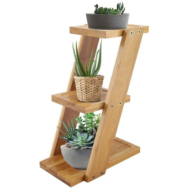 3 Tier Corner Wooden Plant Stand,Outdoor Indoor Garden Corner Wood Stand,Wooden Plant Stand Ladder Flower Pot Display Rack Shelf Gift