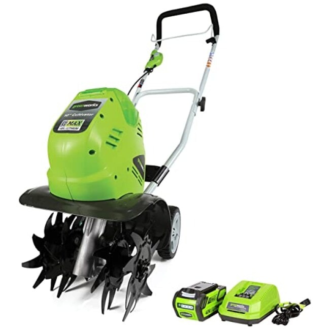 Greenworks 40V 10 inch Cordless Cultivator, 4.0 AH Battery Included 27062