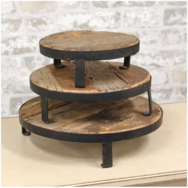 Recycled Wood Riser, Plant Stand, Wood Cake Stand, Country Living Magazine, Farmhouse Riser | Blessings And Boxwood