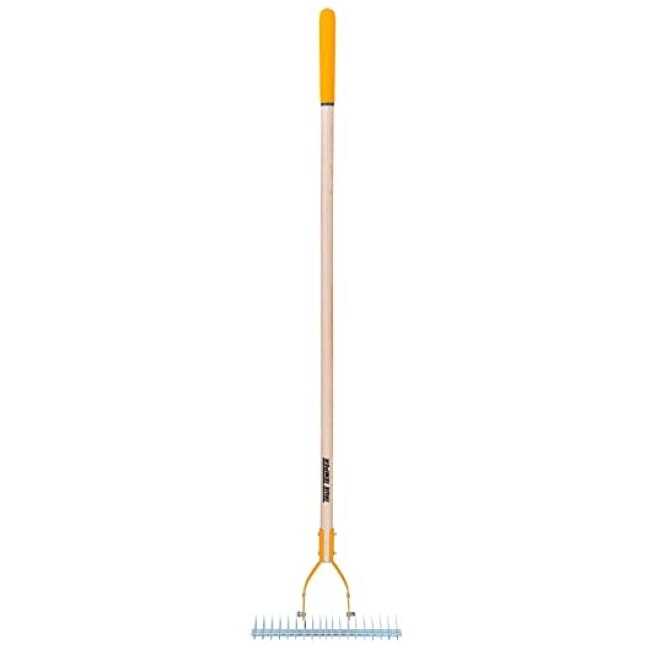 True Temper 2914000 Adjustable Thatching Rake with 54 in. Hardwood Handle with Cushion Grip, 15 Inch, Brown