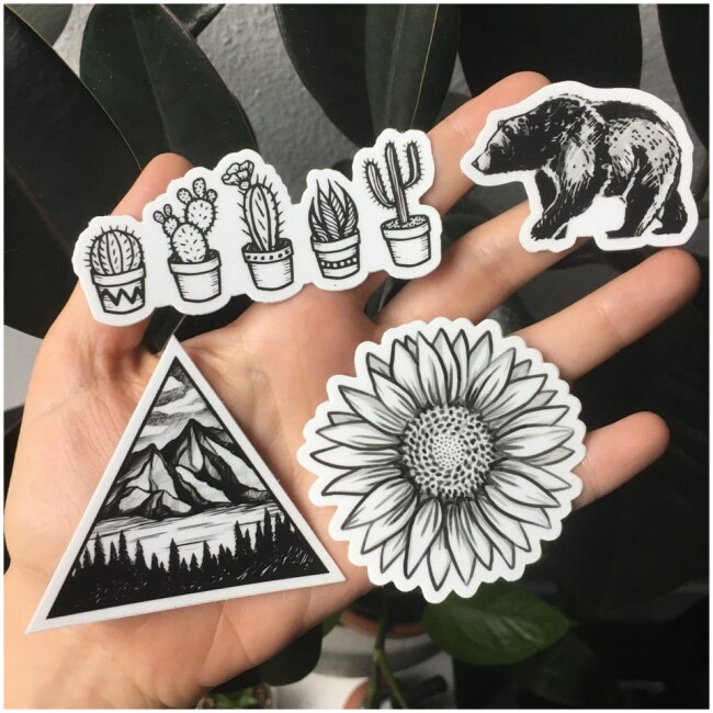 Vinyl Stickers! Cactus, Succulents, Bear, Sunflower, Triangle Mountain Scene, Weatherproof Stickers