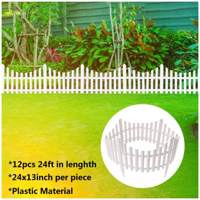 7.32m /24FT Garden Border Fencing Fence Panels Outdoor Landscape Decor Edging Yard 12 Pack