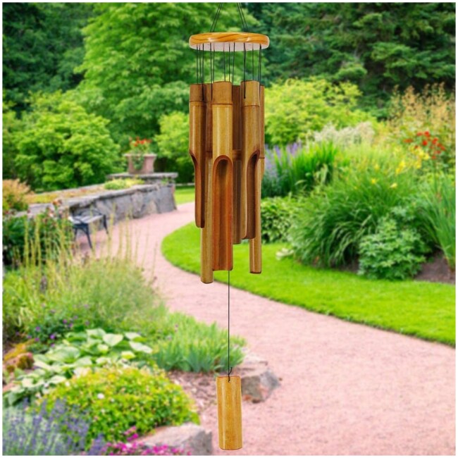 Bamboo Wind Chimes Outdoor, Wooden Wind Chimes with Melody Deep Tone