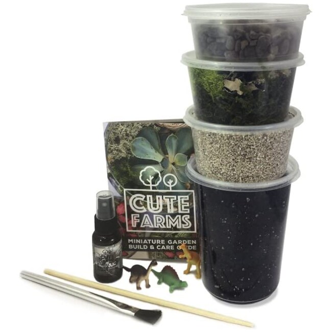 Cute Farms Terrarium Starter Kit | Moss, Vermiculite, Soil, Pebbles, Plant Food, & Finishing Tools (Large Kit)