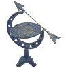 Decorative Moon & Stars Sundial - Blue & Gold Cast Iron - 16.75" Tall