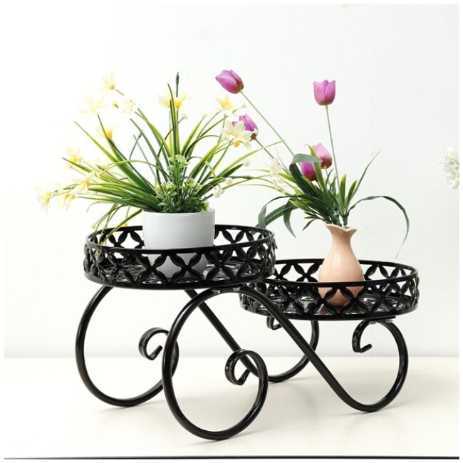 Flower Display Plant Stand (2-Tier, 50x26x26cm) Garden Pot Rack Shelf Planter Holder For Indoor Outdoor