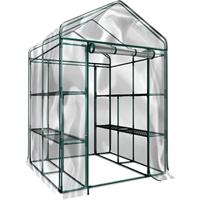 Home-Complete HC-4202 Walk-In Greenhouse- Indoor Outdoor with 8 Sturdy Shelves-Grow Plants, Seedlings, Herbs, or Flowers In Any Season-Gardening Rack