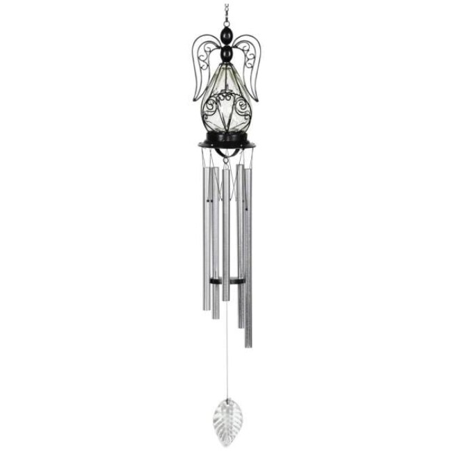 Solar Angel Metal and Glass Wind Chimes