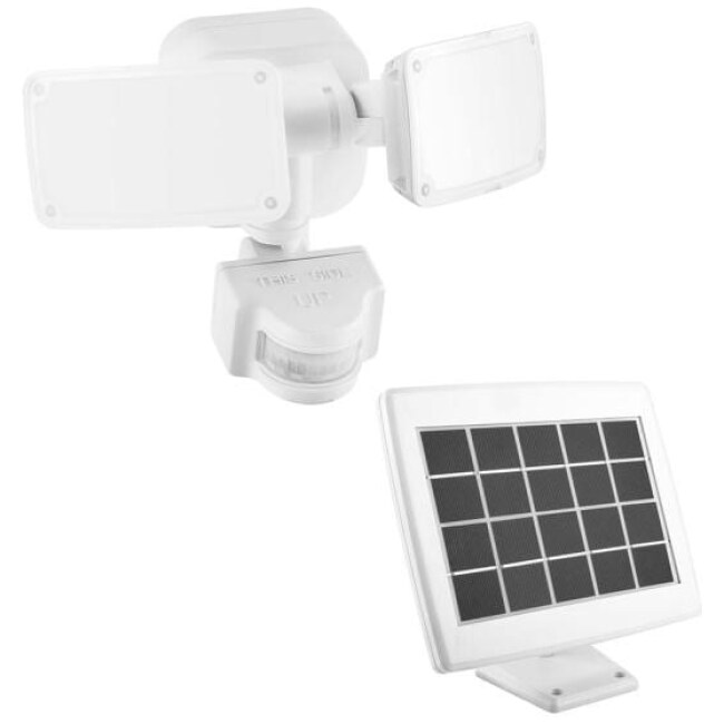 1000 Lumens 180° White Solar Powered Motion Activated Outdoor Integrated LED Flood Light