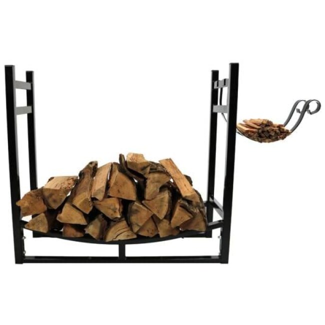 30 in. Indoor/Outdoor Firewood Log Rack with Kindling Holder