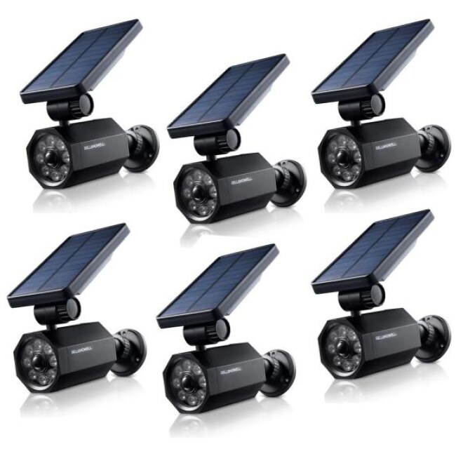 4-Watt Solar Powered Black Motion Activated Outdoor Integrated LED Bionic Spotlight Flood Light (6-Pack)