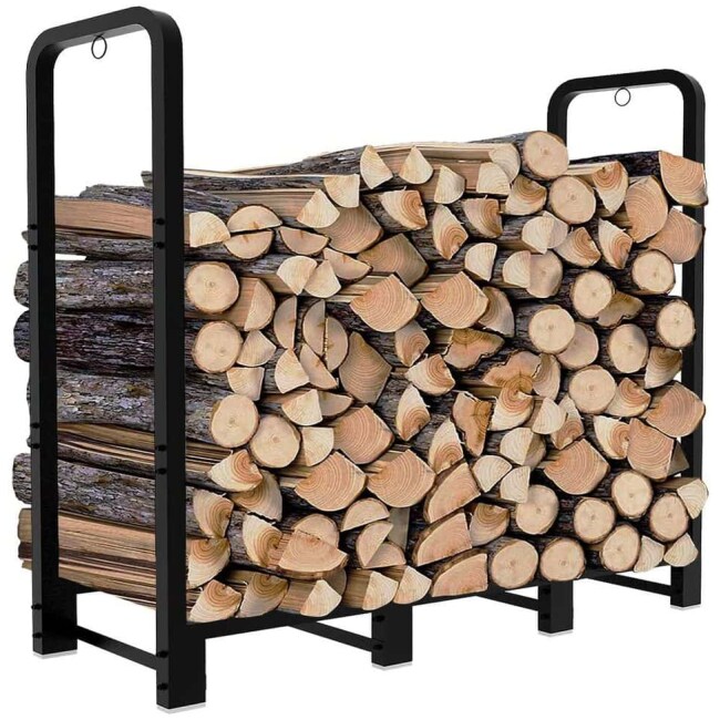 Artibear 4ft Outdoor Firewood Rack, Upgraded Adjustable Heavy Duty Logs Stand Stacker Holder for Fireplace - Metal Lumber Storage Carrier...