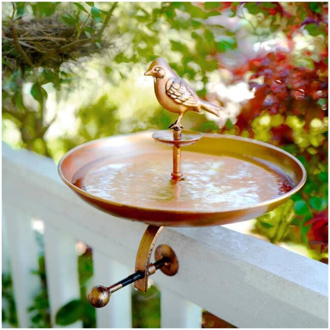 Bird Bath & Butterfly Oasis Pollinator Fountain Stake or Railing Mount Perfect for Flowers, Wildlife, Gardening and Bird Watching Great Gift