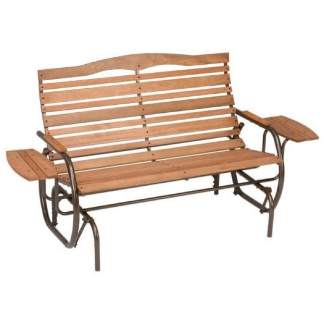 Country Garden Outdoor Hardwood Bench Glider with Trays