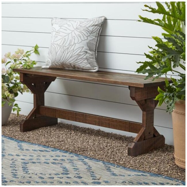 Farmhouse 2-Person Wood Outdoor/Indoor Bench