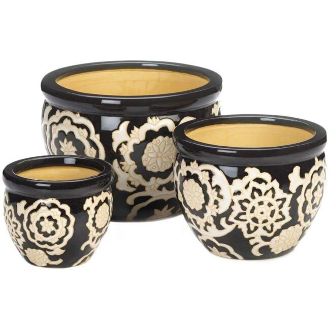 Floral Nights Ceramic Planter set of 3
