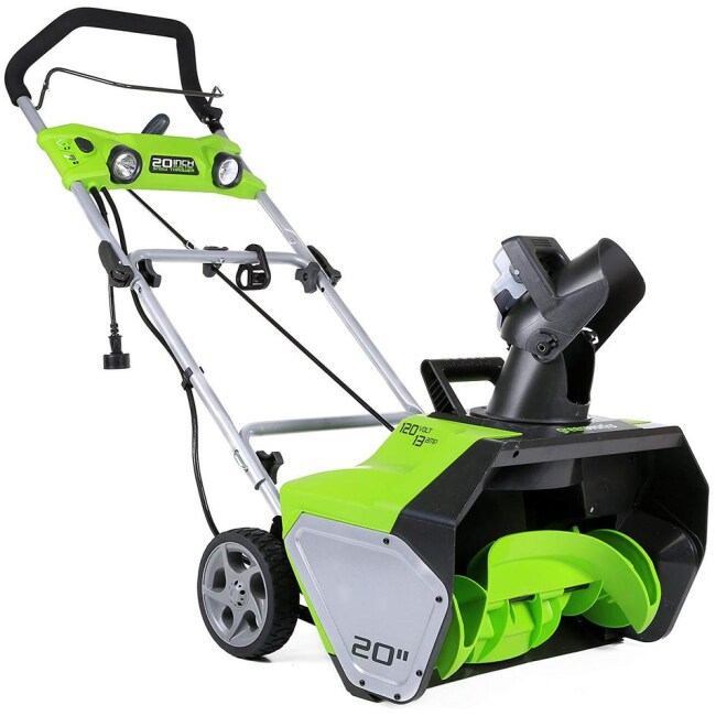 Greenworks 13 Amp 20 in. Corded Electric Snow Thrower With LED Lights, 2600202