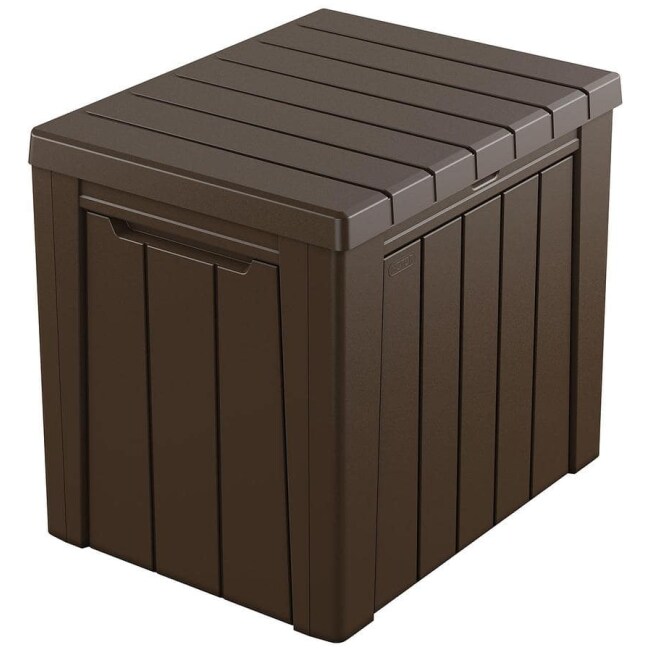 Keter Urban 30 Gallon Outdoor Wood Deck Box, Brown