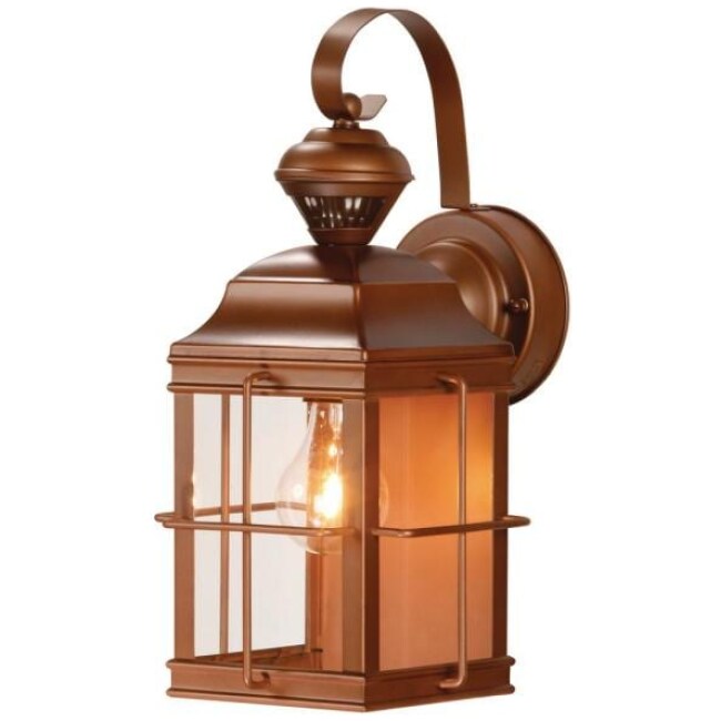 New England Carriage 150° Antique Bronze Motion Sensing Outdoor Wall Lantern Sconce