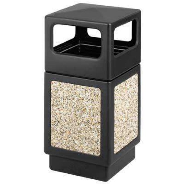 SAFCO 9472NC 38 gal. HDPE Square Trash Can , Black