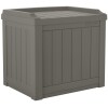 Suncast 22 Gallon Outdoor Resin Wicker Deck Storage Box with Seat, Stoney Gray