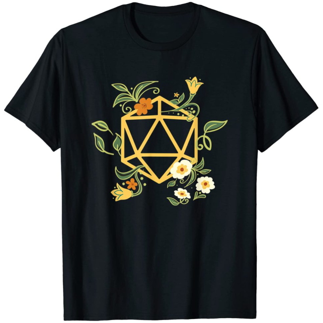 Geeky Polyhedral D20 Dice Set Plant Nerdy T-Shirt