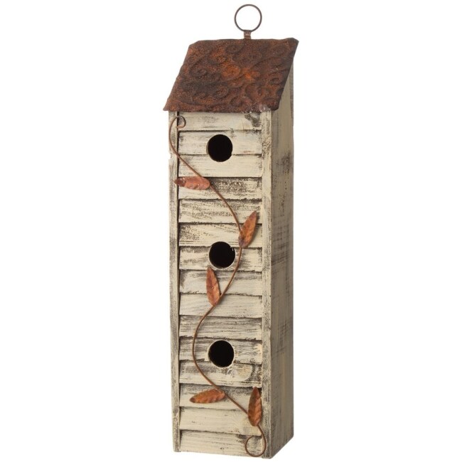 Glitzhome Tall Three-Tier Hand Painted Wood Birdhouse