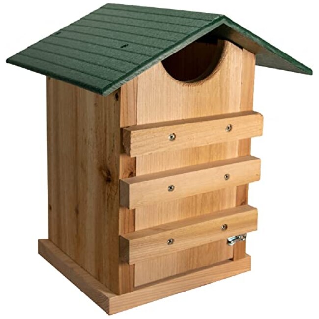 JCs Wildlife Screech Owl or Saw-Whet Owl House Cedar Nesting Box with Poly Lumber Roof