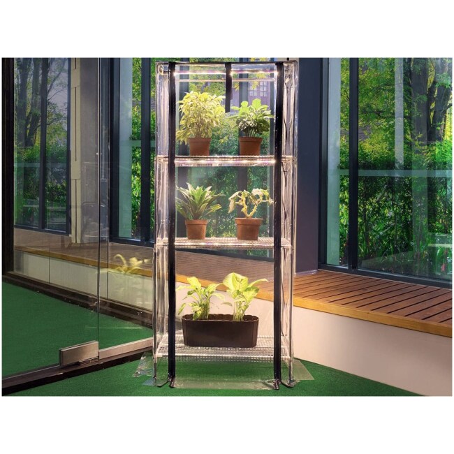 Mini-Greenhouse with Grow Lights "Sezam XL" for indoor plant care (Apartment, Balcony, Terrace...) - plant shelf, stand for plant