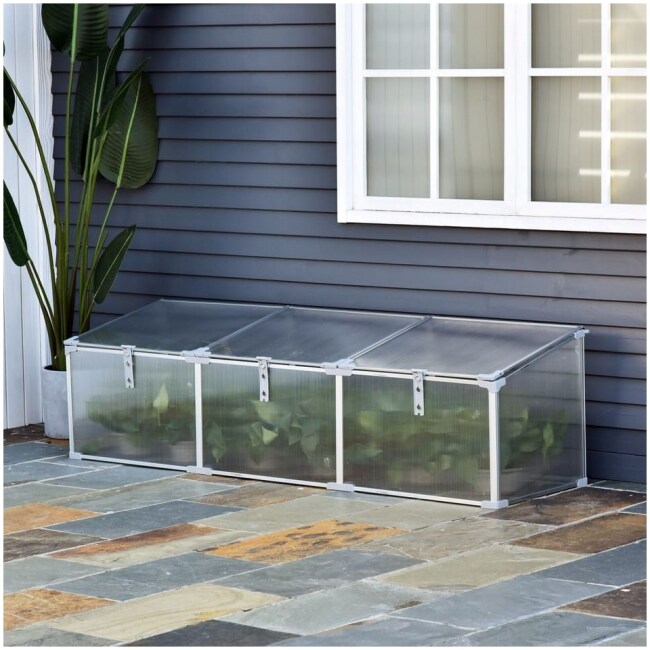 Outsunny 71" Aluminum Vented Cold Frame Greenhouse