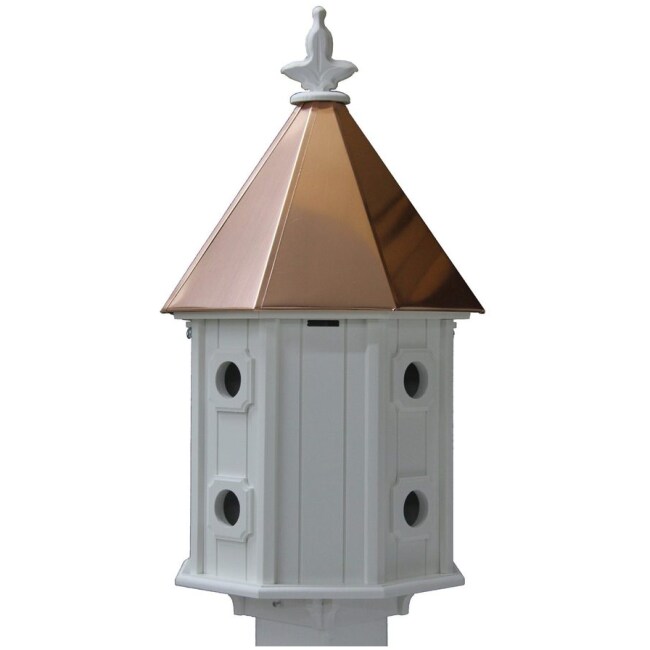 Two-story 8 compartment Birdhouse with Copper Roof PVC Body Made In the USA