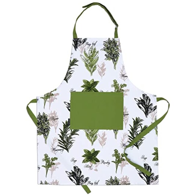 AMOUR INFINI Herb Garden Apron | 27.5 x 33 inches | 100% Natural Cotton | Womens Apron for Cooking, Baking, Gardening