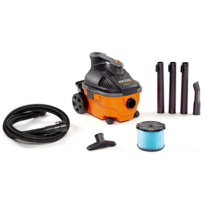 4 Gallon 5.0-Peak HP Portable Wet/Dry Shop Vacuum with Fine Dust Filter, Hose and Accessories