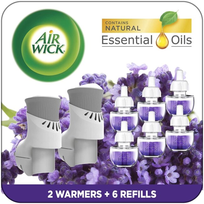 Air Wick Plug in Scented Oil Starter Kit, 2 Warmers + 6 Refills, Lavender & Chamomile, Eco Friendly, Essential Oils, Air Freshener by Air Wick