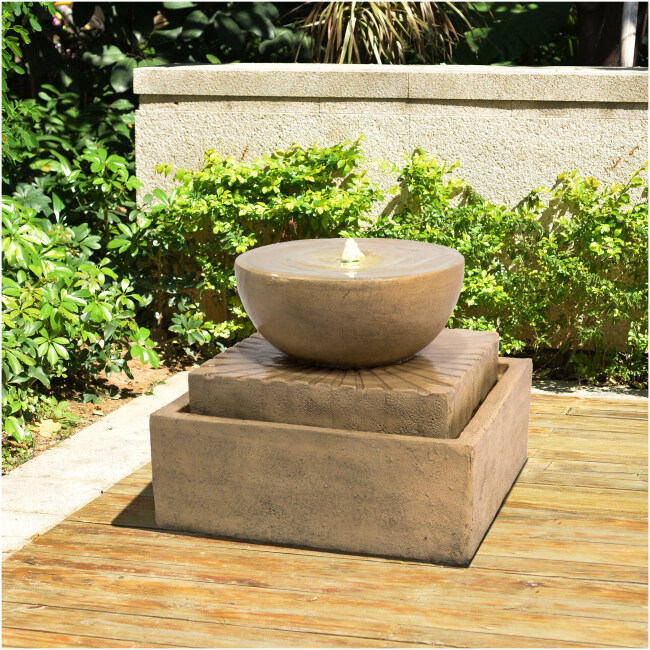 Aprin Concrete Basin Fountain with LED Light