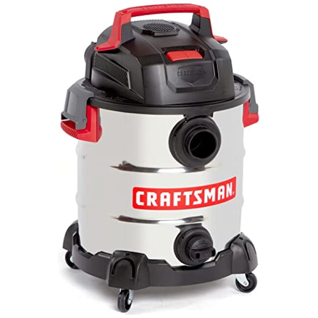 CRAFTSMAN CMXEVBE17155 10 Gallon 6.0 Peak HP Stainless Steel Wet/Dry Vac, Portable Shop Vacuum with Attachments