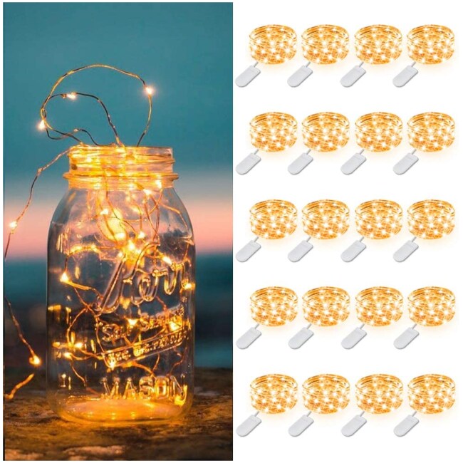 MUMUXI 20 Pack Fairy Lights Battery Operated, 3.3ft 20 LED Mini Waterproof Fairy String Lights Copper Wire Firefly Starry Lights for DIY Wedding...